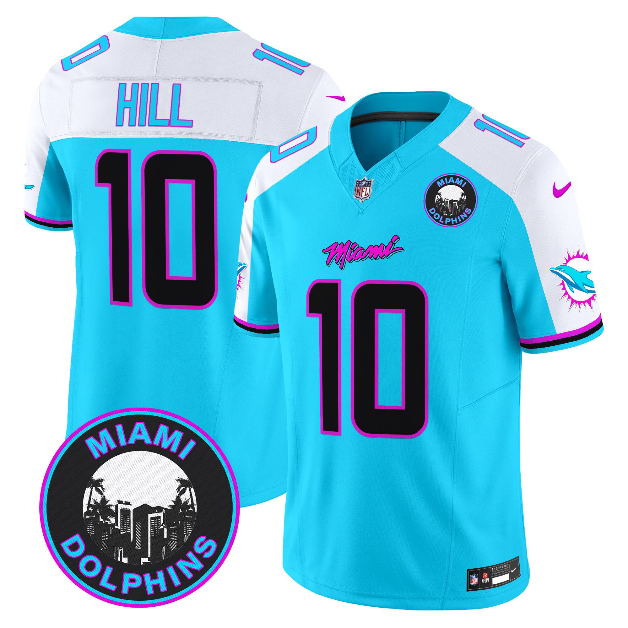 Men Miami Dolphins 10 Hill Light Blue 2024 Nike Vapor Limited NFL Jersey